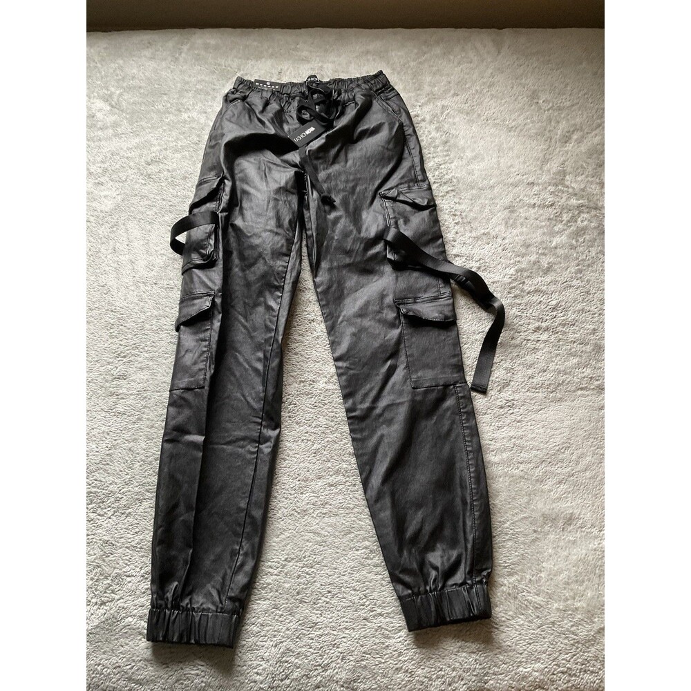 Fashion Nova Leather Cargo Pants Many Pockets Size S Slim Fit Joggers Kardashian